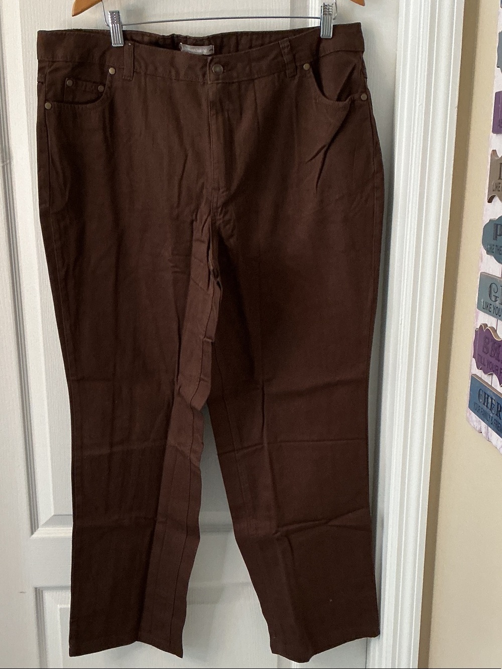 Woman Within Women’s Brown Chinos - Straight Leg